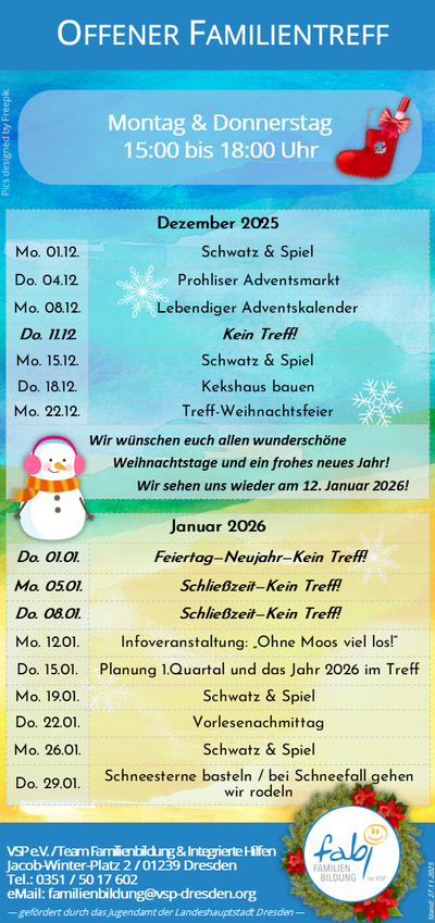 Flyer - Termin Offener Kinder- und Familientreff in Dresden