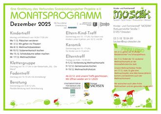 Monatsprogramm vom Kinder- und Familientreff "Mosaik"