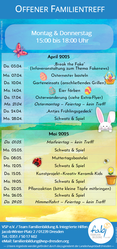 Flyer - Termin Offener Kinder- und Familientreff in Dresden