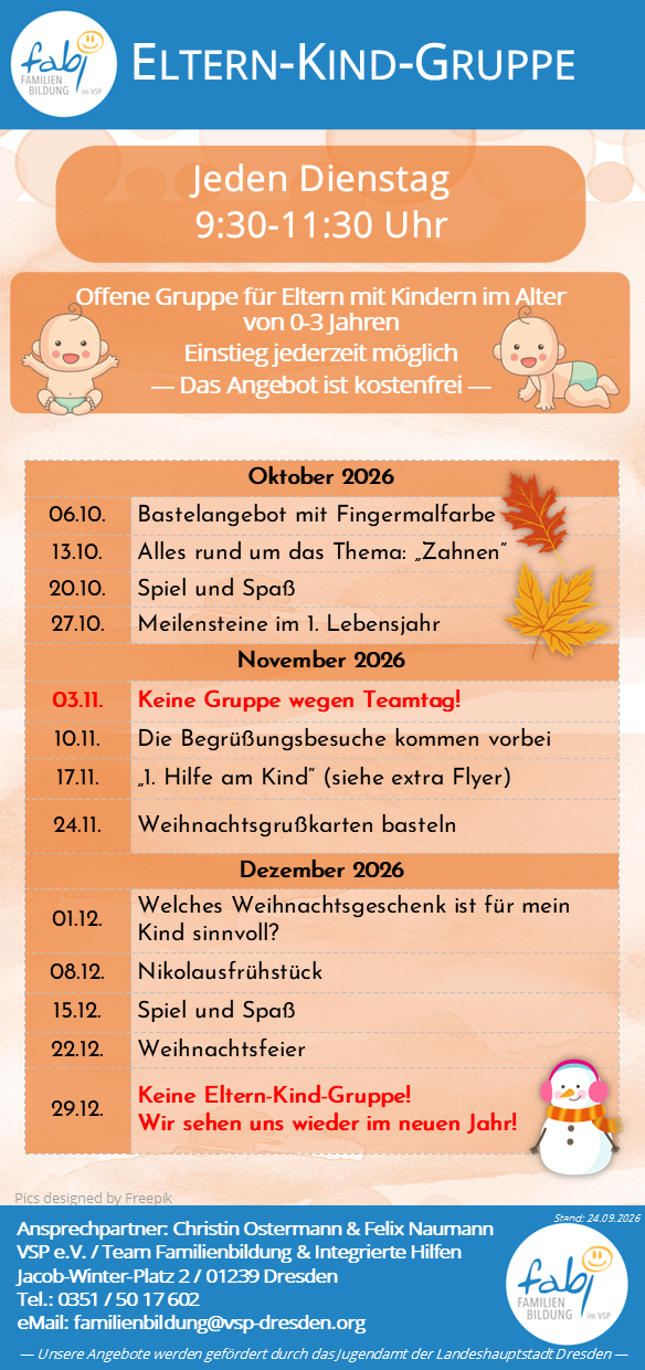 Flyer - Eltern-Kind-Gruppe in Dresden