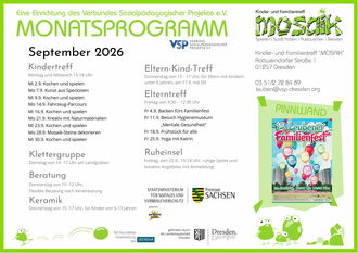 Monatsprogramm vom Kinder- und Familientreff "Mosaik"
