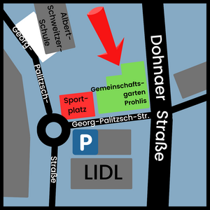 Gemeinschaftsgarten Prohlis - Lageplan - Donaher Straße in Dresden
