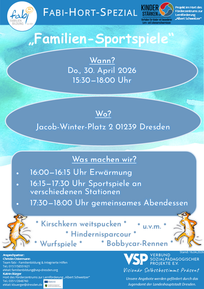 Flyer - Termin Offener Kinder- und Familientreff in Dresden