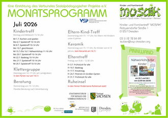 Monatsprogramm vom Kinder- und Familientreff "Mosaik"