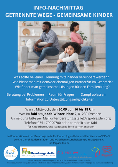 Flyer - Termin Offener Kinder- und Familientreff in Dresden