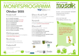 Monatsprogramm vom Kinder- und Familientreff "Mosaik"