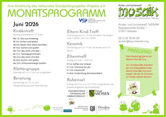 Monatsprogramm vom Kinder- und Familientreff "Mosaik"