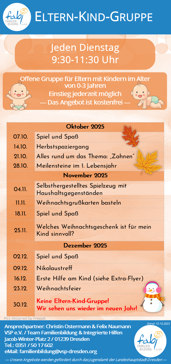 Flyer - Eltern-Kind-Gruppe in Dresden