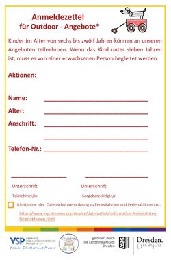 Ferienangebote - Anmeldung